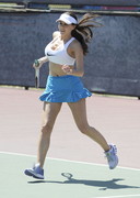 Imogen Thomas play tennis