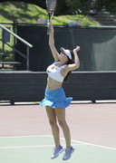 Imogen Thomas play tennis