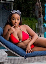 big ebony boobs by the pool