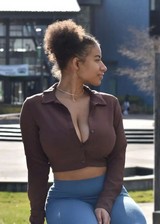 big ebony tits in a tight top