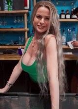 Busty blonde bangs her way out of a big bar bill