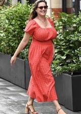 Kelly Brook looking gorgeous with her huge boobs in a red dress