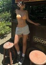 Sophie Mudd hits the outdoors and poses for the camera with her beautiful breasts