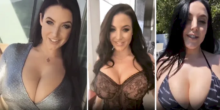 Angela White jiggling her boobs while walking