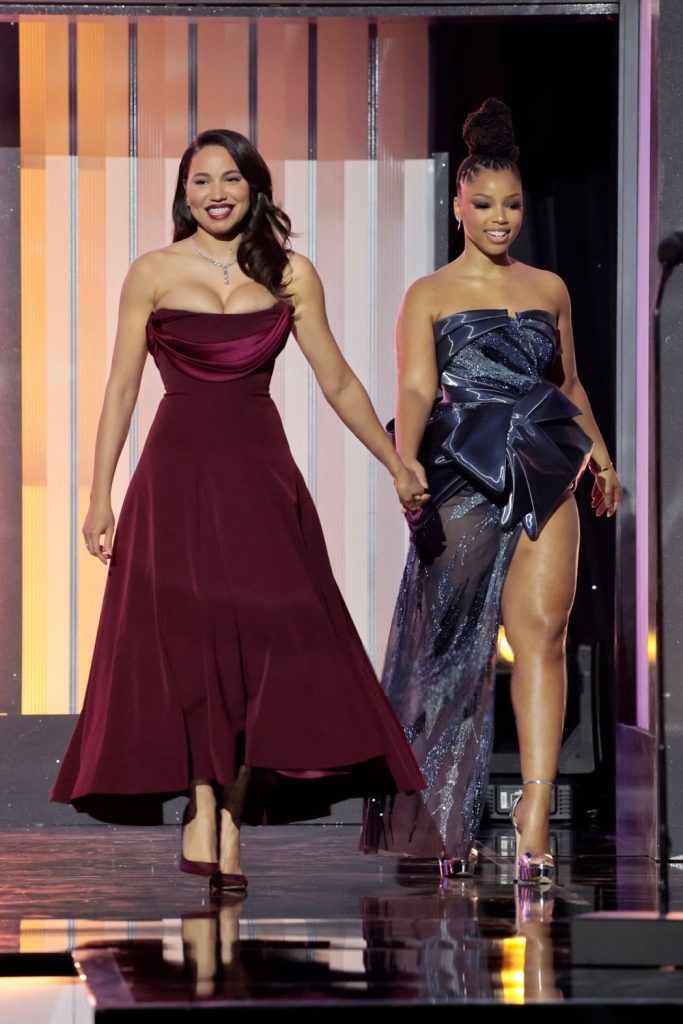 Jurnee Smollett cleavage on stage at Image Awards