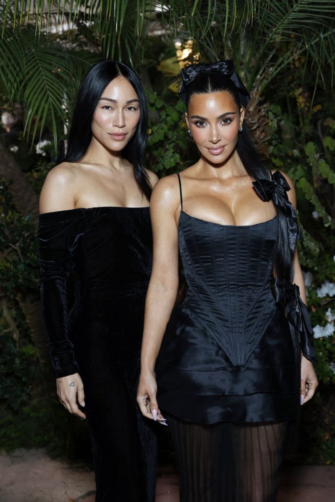 Kim Kardashian and her friend showing big boobs cleavage